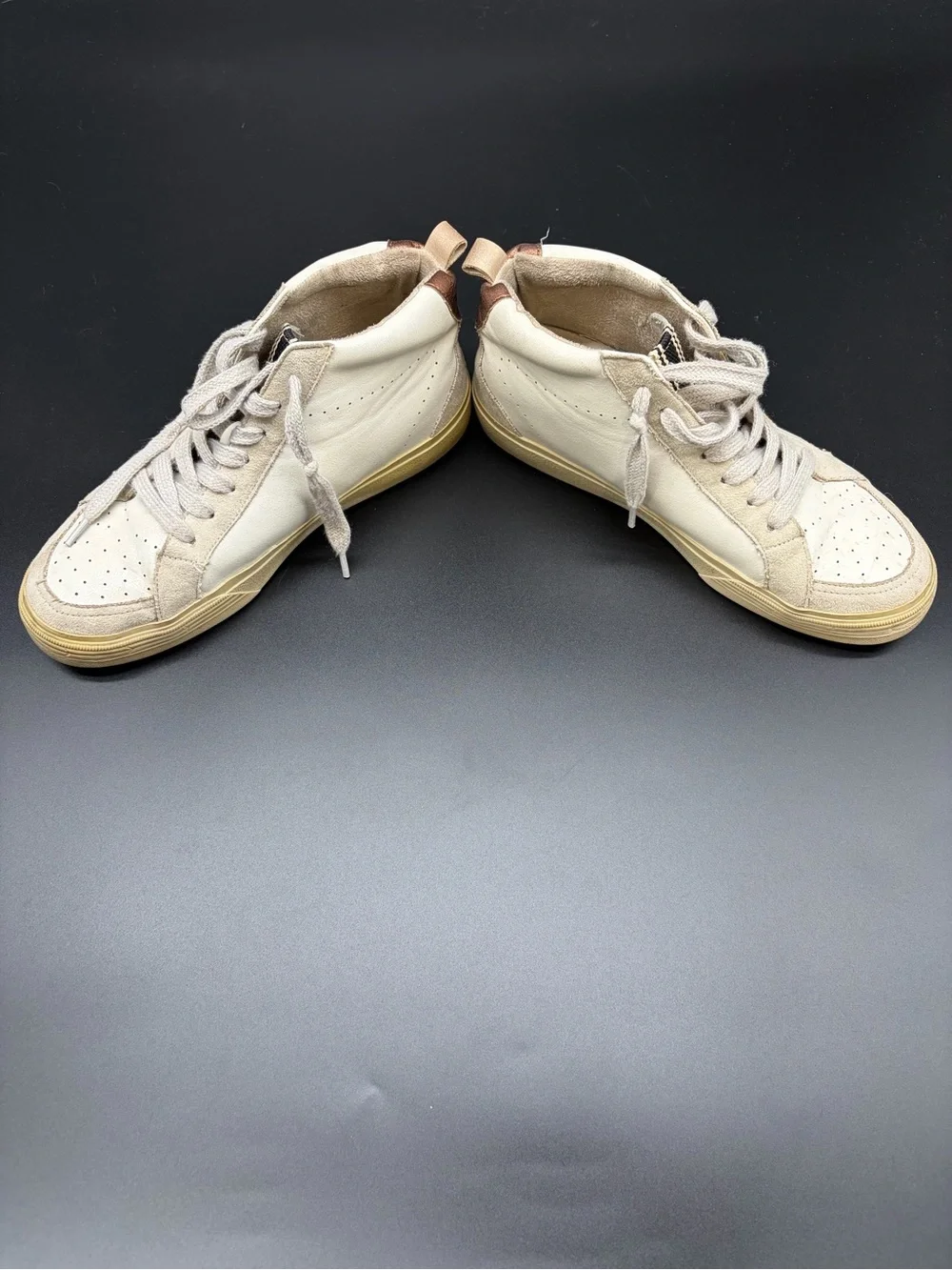 ShuShop Sandy Dark Green Snak Cream & Tan High-Top Athletic Sneakers
